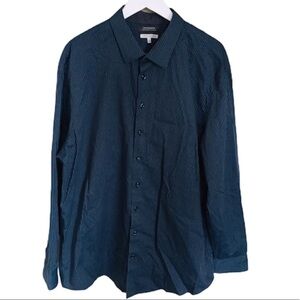 DENVER HAYES Non Iron Pinstripe Shirt With Long Sleeves Navy Blue Size 2XL